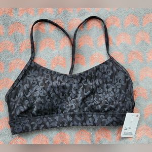 NWT Lululemon Flow Y Nulu Bra Black Leopard Print Size 6
